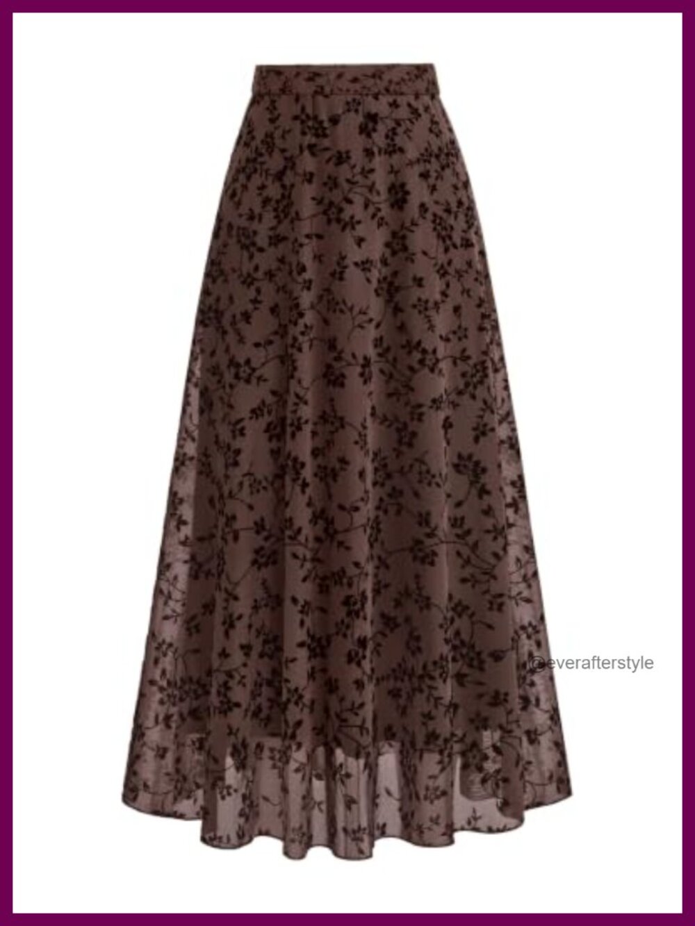 Floral Mesh Maxi Skirt High Waisted A-Line Vintage Floral Long Tulle